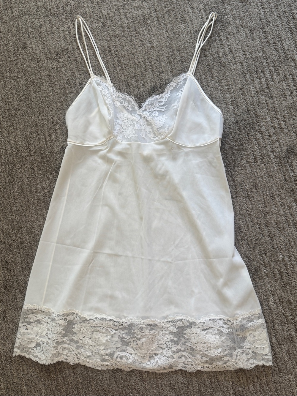 Vintage 70s Vanity Fair White Mini Slip Dress Chemise XS